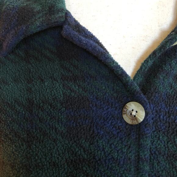 Vintage 90s Mountain Lake II Fleece Button Down Shirt Jacket 1X Blackwatch Plaid - Picture 4 of 9